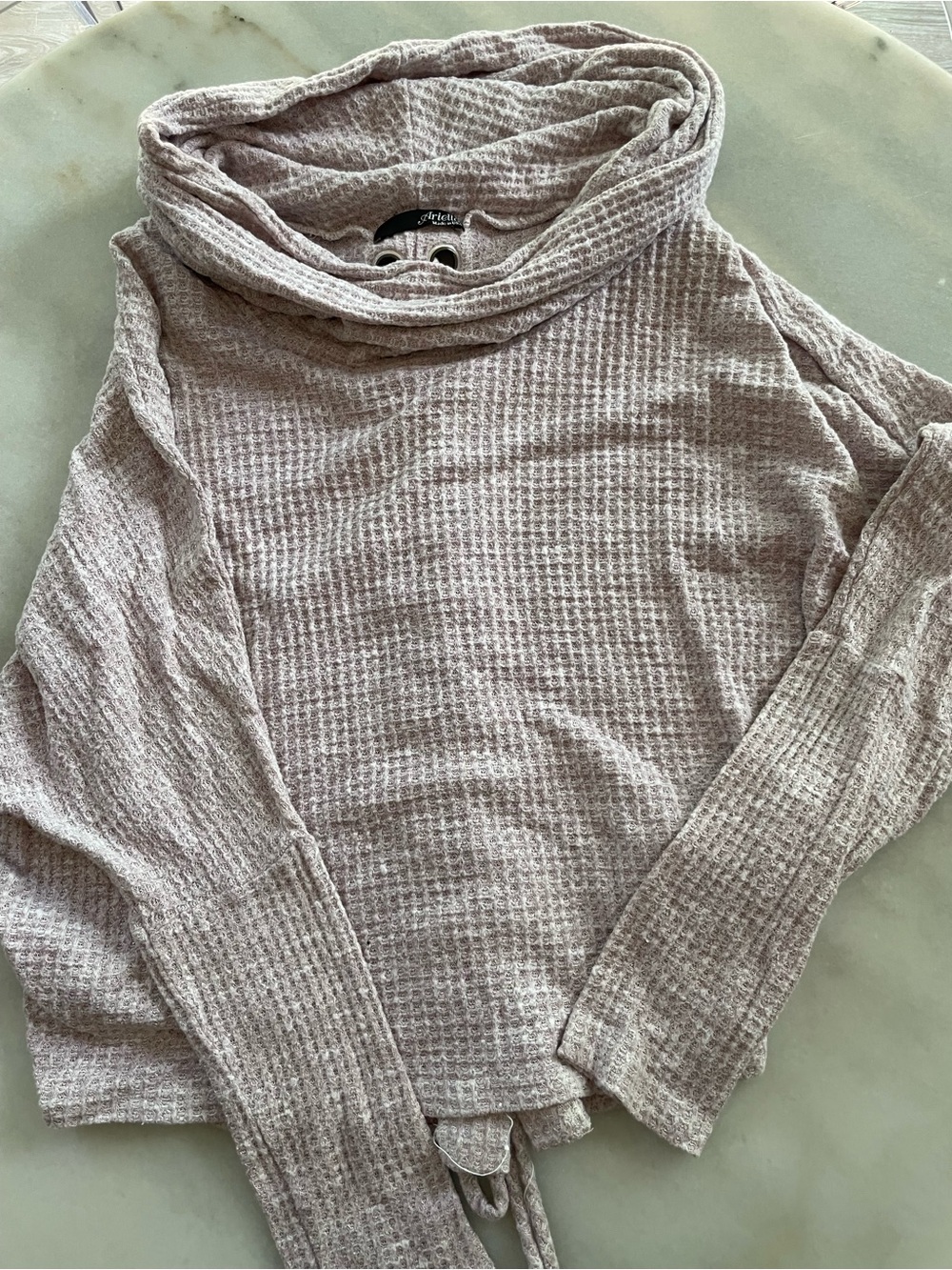 Women’s Lightweight Waffle Cowl Neck Sweater - purple size S